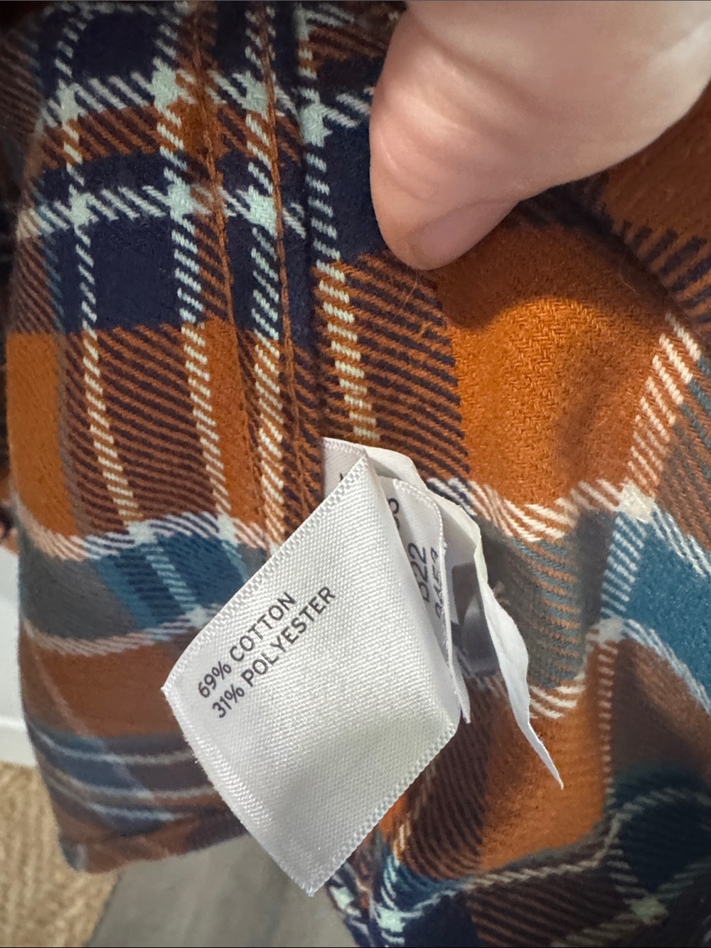Duluth Trading Co Orange and Teal Plaid Button-Down Shirt - Picture 3 of 5